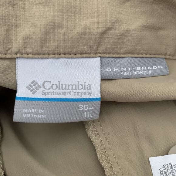 Columbia Cargo Shorts Mens 36 Sycamore Falls Khaki Regular Fit Omni Shade XM4444 - Picture 2 of 6